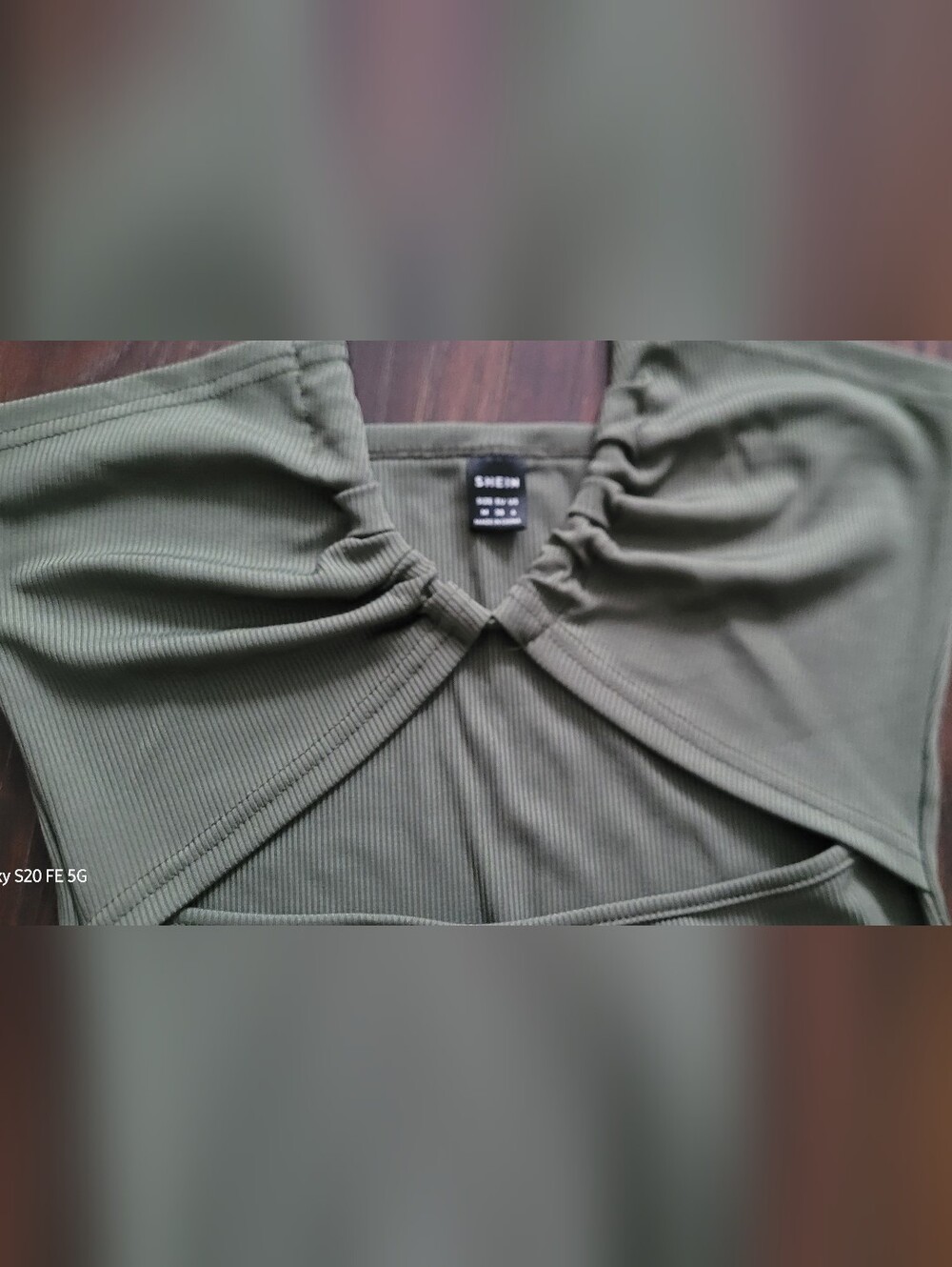 💲3/25💲SHEIN Olive Green Ribbed Cutout Halter Mini Dress - Picture 2 of 2